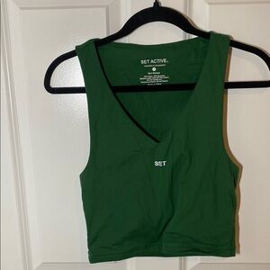 SET Active Sportbody Point Tank Bra VNeck Green Size Medium